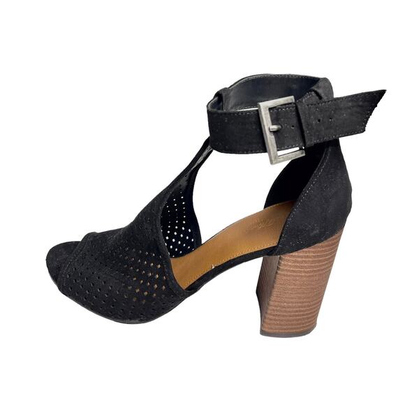 Universal Thread Chunky Heel Peep Toe Sandal 8.5 Black - Picture 1 of 6